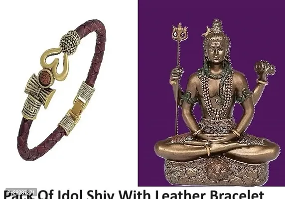 Idol Shiv Ji Lord Shiv Brown Shiv Shankar Ji  God Idol With Rudraksha Leather Bracelet Shiv Ji  Home Decor Pooja Idol Shiv Pooja