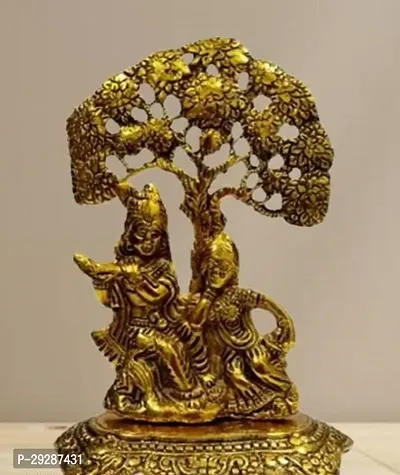 Designer Metal Radha Krishna Idol Showpiece Under Tree for Home Deacute;cor Idol Showpiece Statue for Home Decor-thumb0