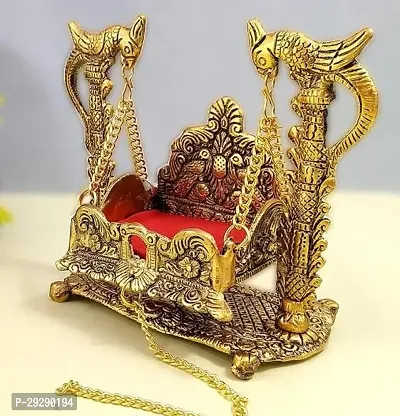 Metal Laddu Gopal Jhula | Krishna Hindola | Palana | Singhasan Pooja Chowk Pooja Purpose  Diwali Swing for Temple Janmashtami  Special Decoration Gifts ( Pack Of 1 )-thumb0