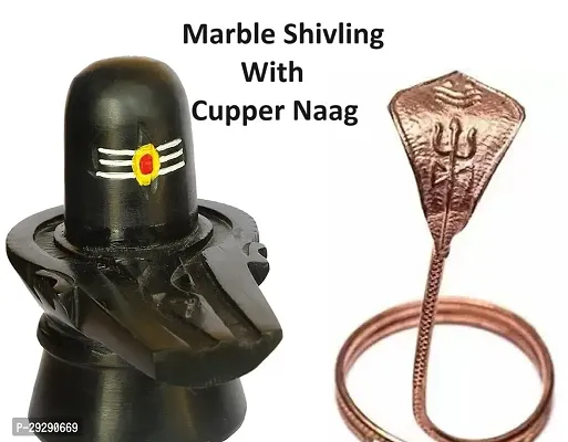 Tilak Marble Shivling Stone Shivlinga With Naag Cupper Naag Shiv Naag   Home Decor Showpiece Festivals Occasion Like Sawaan