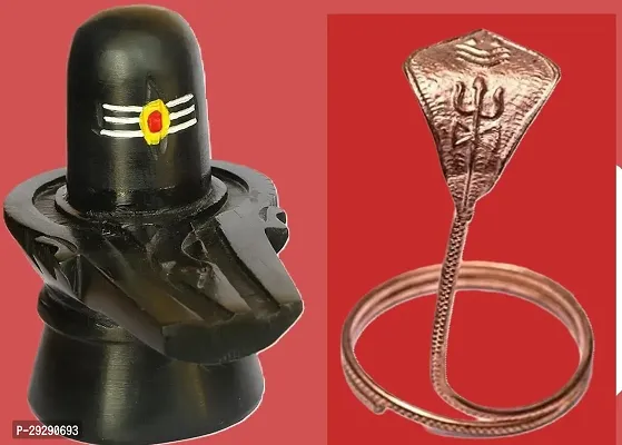 Lord Shiva Tilak Shivling Marble Shivling Stone Shivlinga With  Naag Copper  Naag Idol Naag Home  Decor Showpece Pooja Pooja Ghar