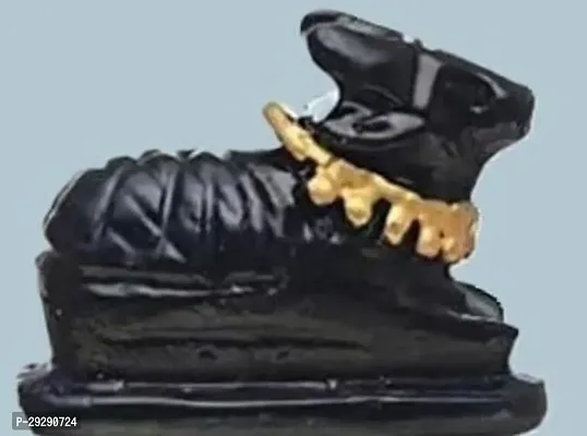 Black Polyresin Small Size Nandi Ji Maharaj Bull Statue Idol Murti for Home Shivling Puja Pooja Vastu Car Dashboard