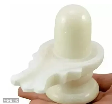 Handicraft Natural White Marble Stone Shivling Murti Statue Religious god Idol Shiva Lingam Baahubali Design Pack Of 1-thumb0