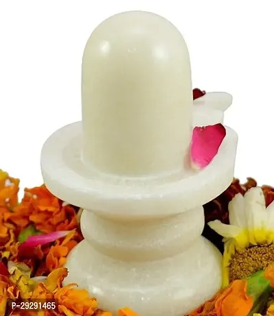 White Marble Shivling for Home Puja, Temple, Lord Shiva Worship Blessings Pack Of 1 Made In India-thumb0