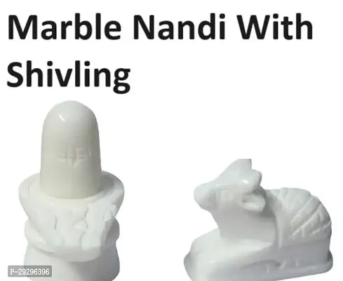 Nandi Shivling Idol Shivling  White Nandi With White Shivling Marble Shivling With Nandi  Home Decor Showpiece Mandir Pooja Ghar Tample Pack Of 1-thumb0