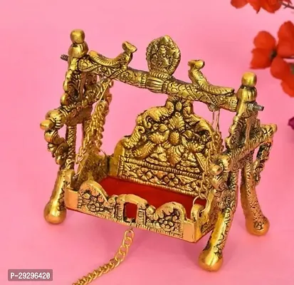 Metal Laddu Gopal Jhula | Bal Gopal | Kanha | Janmashtami Krishna Swing For Home Mandir Puja ( Suitable For Bal Gopal )-thumb0