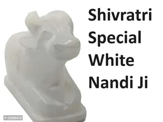 Small Size White Nandi maharaj Marble Idol for Pooja car Dashboard Home Decor puja Temple