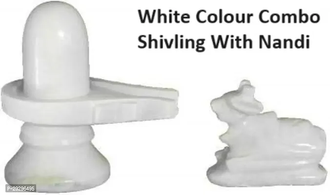 White Natural Marble Shivling and Nandi Gay(Cow) for puja | Bahubali Design | Shiva Lingam Shiv with Nandi