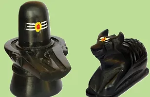 Shiv /Shiva/ Shivling /Marble Shivling With Nandi /Marble Nandi /Black Nandi /Decorative Item /Showpiece /Pack Of 1-thumb1