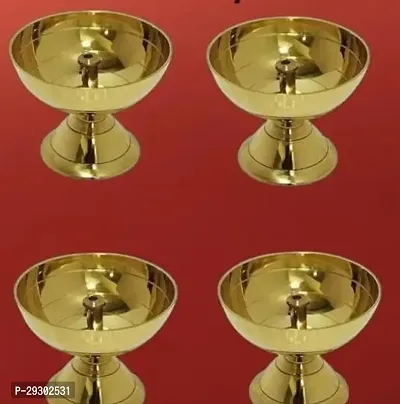 Brass Paro Diya ( Pack of 5 Diyas ) for Home | Puja Ghar | Gifting  Decoration Diwali Navratri Diya-thumb0