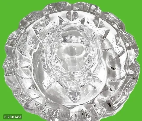 Feng Shui vastu Crystal Glass Turtle Crystal Tortoise Crystal kachua with Crystal Plate Kachua Plate for Gift showpiece Decoration Good Luck Small Round Plate