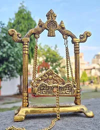 Metal Swing Laddu Gopal Jhula,Krishna Hindola Palana,Decorative Laddu Gopal for Temple Pooja, Showpiece Figurines ,Religious Idol Gift Article...-thumb1