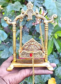 Jhula Metal Jhula /Paalna /Laddu Gopal Ka Paalna  Laddu Gopal  Jhulla Palana Metal Statue Gold Plated Decor Your Home,Office Metal Krishna Murti,Showpiece Figurines, Religious Idol Gift-thumb1