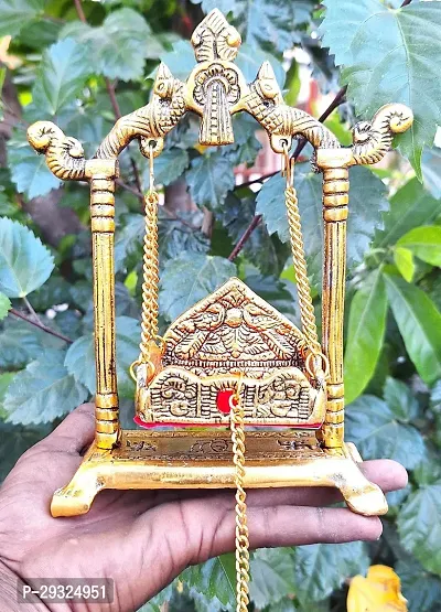 Jhula Metal Jhula /Paalna /Laddu Gopal Ka Paalna  Laddu Gopal  Jhulla Palana Metal Statue Gold Plated Decor Your Home,Office Metal Krishna Murti,Showpiece Figurines, Religious Idol Gift-thumb2