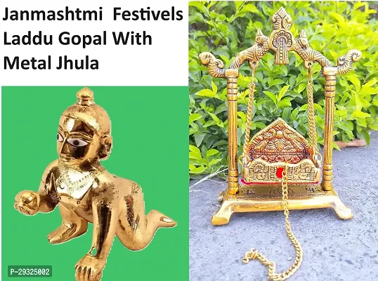 Jhula /Metal Jhula /Paalna /Laddu Gopal Ka Paalna /Jhula /Golden Jhula /With Combo Of Laddu Gopal /Golden Laddu Gopal /Small Size Laddu Gopal /Home Decor /Showpiece / Office /Birthday /Fe-thumb0