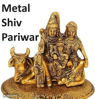 Metal Lord Shiva Parvati Kartikeya and Ganesha Murti Shiv Family Parivar Idol Statue for Home Decor, Mandir, Temple, Gift-thumb0