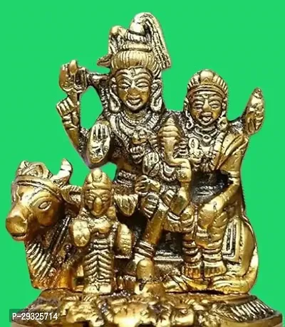 Gold Plated Shiv parivar murti Shiv Parivar Statues Figurine Showpiece  Metal Shiv Parivar Statues Pariwar Murti for Home Decor And Showpiece-thumb0