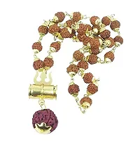 Original Mahakal Locket with Rudraksha Mala Golden Om Trishul Damru Pendant with  Rudraksha  Bracelet-thumb1