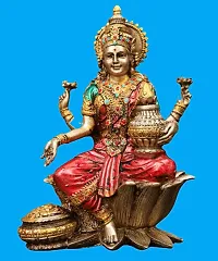 Goddess Lakshmi Idol - 17 cm (Polyresin, Multicolor)-thumb1