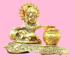 Metal Laddu Gopal Makhan Krishna Statue Idol-thumb2