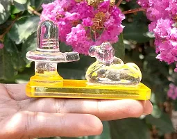 Natural Crystal Sphatik Shivling with Nandi for Showpiece-thumb2