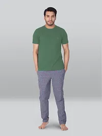 Reliable Green Cotton Blend Solid Round Neck Tees For Men-thumb3