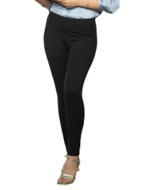 Elegant Black Cotton Blend Solid Trouser For Women-thumb1