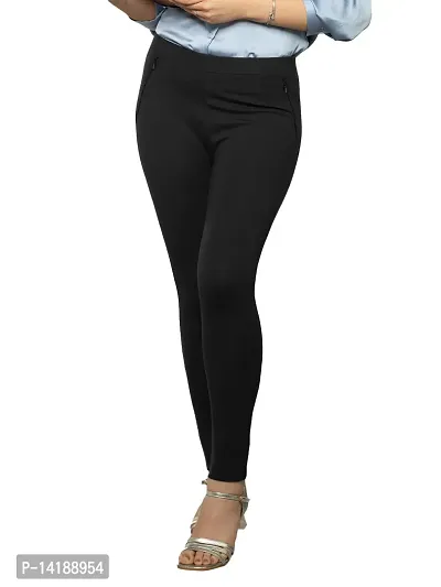 Elegant Black Cotton Blend Solid Trouser For Women-thumb2