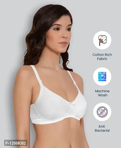 Lyra Stylish White Cotton Solid Bras For Women-thumb3