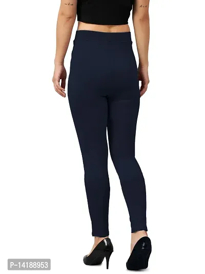 Elegant Navy Blue Cotton Blend Solid Trouser For Women-thumb4