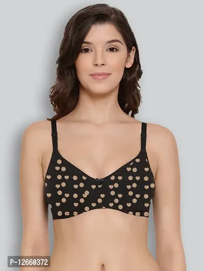 Lyra Stylish Black Cotton Printed Bras For Women