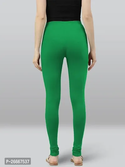 Lyra Solid Ultra Soft Fabric Chili Green Premium Churidar Leggings-thumb2