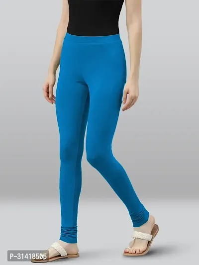 Fabulous Blue Poly Viscose Solid Leggings For Women-thumb3