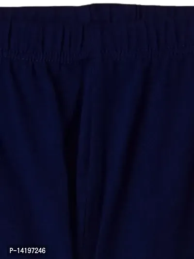 Stylish Navy Blue Cotton Solid Leggings For Girls-thumb3