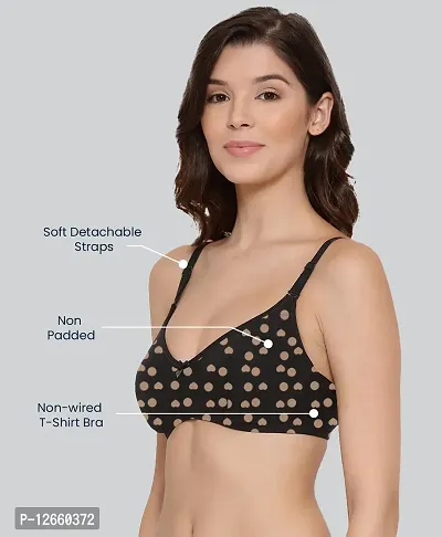 Lyra Stylish Black Cotton Printed Bras For Women-thumb2