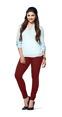 LUX LYRA Women's Cotton and Spandex Churidar Leggings (Maroon, Free Size) - Pack of 3-thumb1