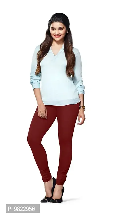 LUX LYRA Women's Cotton and Spandex Churidar Leggings (Maroon, Free Size) - Pack of 3-thumb2