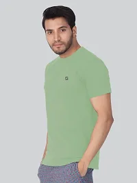 Reliable Green Cotton Blend Solid Round Neck Tees For Men- Pack Of 2-thumb2