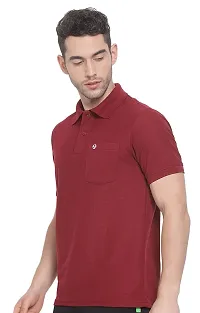 Lux Nitro Men's Maroon Cotton Polo T-Shirt with Pocket (Size : Small)-thumb2