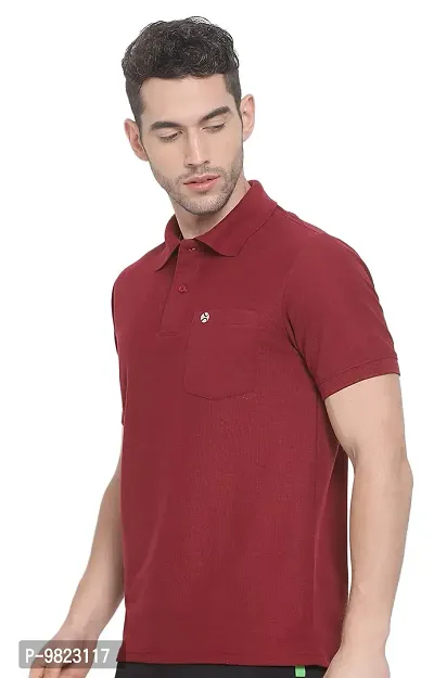 Lux Nitro Men's Maroon Cotton Polo T-Shirt with Pocket (Size : Small)-thumb3