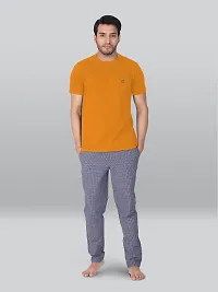 Reliable Orange Cotton Blend Solid Round Neck Tees For Men- Pack Of 2-thumb3