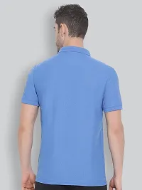 Men Solid Polo Neck Bright Blue T-shirt-thumb1