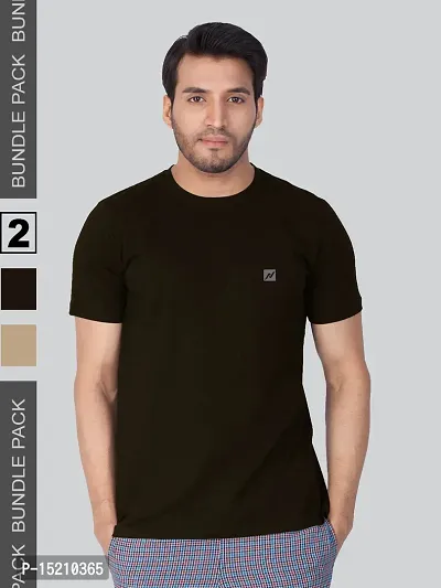 Men Solid Round  Neck Assorted T-Shirt Pack of 2