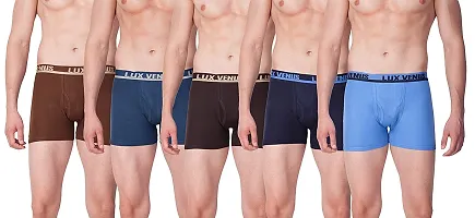 Attractive Lux Venus Cotton Solid Trunks Combo For Men Pack of 5