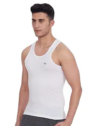 White Cotton Basic Vest For Men-thumb3