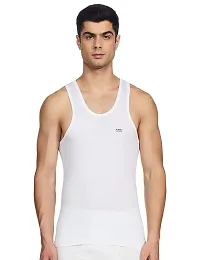 Stylish Fancy White Pure Cotton RN Innerwear Vests Combo For Men Pack Of 4-thumb1