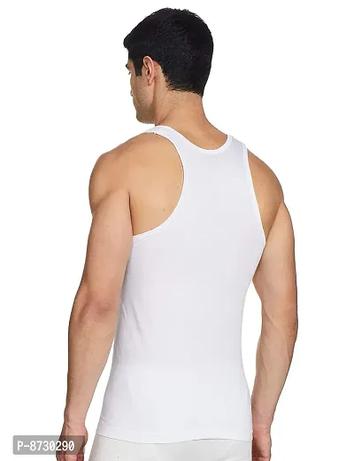 Stylish Fancy White Pure Cotton RN Innerwear Vests Combo For Men Pack Of 4-thumb3
