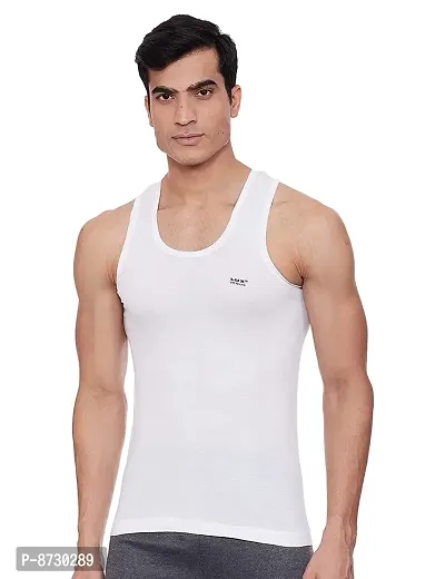 Stylish Fancy White Pure Cotton RN Innerwear Vests Combo For Men Pack Of 3-thumb2
