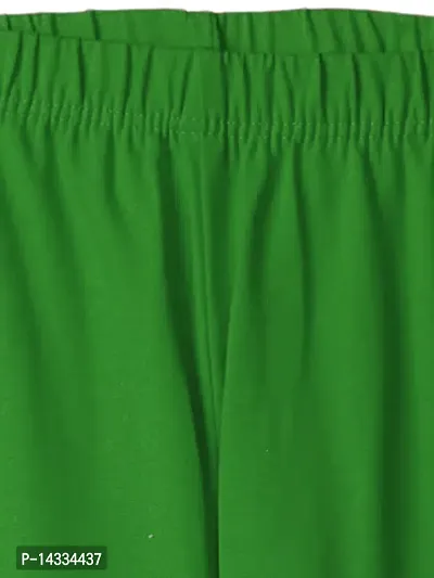 Alluring Green Cotton Solid Leggings For Girls-thumb3