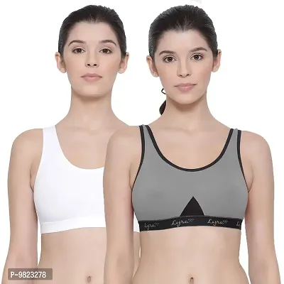 Buy Lyra Women's Non-Padded Sports BRA-531 Sports Bra 531_2PC_White Grey_M  Online In India At Discounted Prices